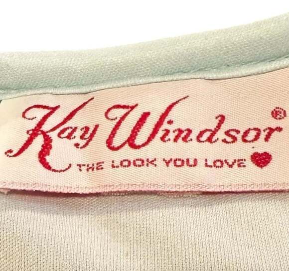 Vintage Kay Windsor Long Sleeve Floral Midi Dress Drape V Neck - Picture 8 of 13